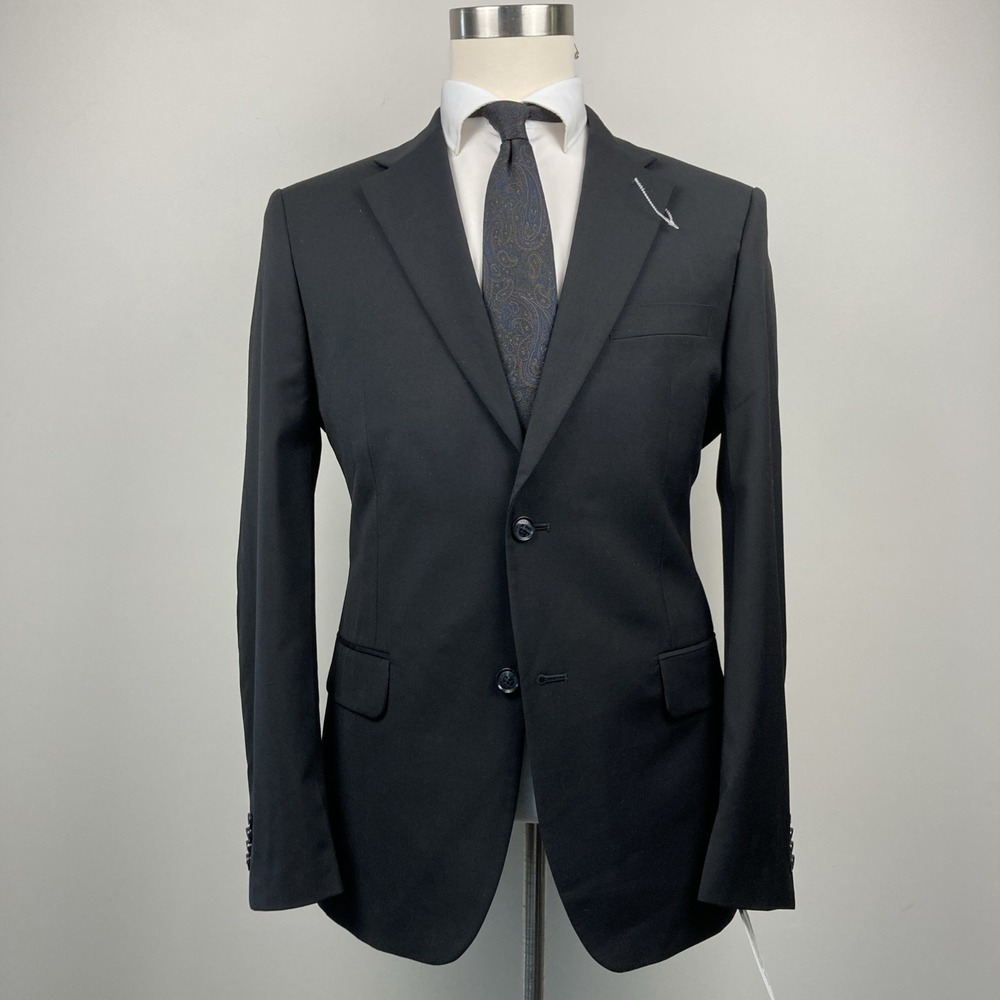 Tommy Hilfiger Mens Modern fit Suit Jacket Blazer 38R Black Solid Stretch‎